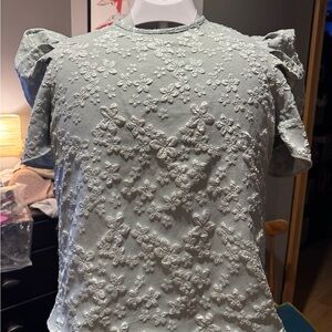 Chic Floral Embroidered Puff Sleeve Blouse
